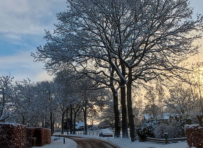 Stilvolles Badezimmer im Ferienhaus in Dwingeloo, Suedwest-Drenthe mit luxurioeser Dusche und Doppelwaschbecken.