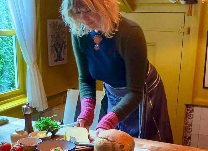 Garten mit Terrasse im Holiday home in Ruinerwold, einem charmanten Ferienhaus in Drenthe.