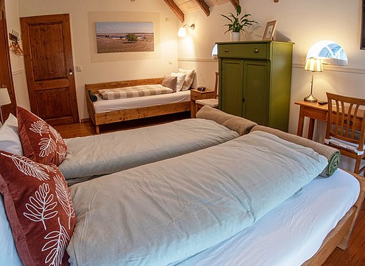 Gemuetliches Esszimmer im Ferienhaus in Ruinerwold, Suedwest-Drenthe, mit Holzmoebeln und warmer Atmosphaere fuer einen entspannten Aufenthalt.