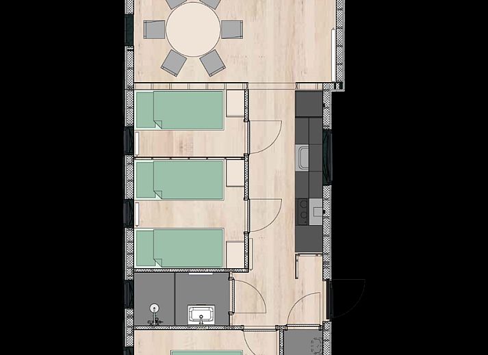 Modernes Badezimmer des Ferienhauses Drenthelodge in Zorgvlied, Suedwest-Drenthe, mit stilvoller Einrichtung.
