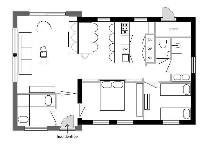 Vakantiehuis DG2025 in Zorgvlied, Zuidwest Drenthe, met moderne houten gevel en terras in groene omgeving.