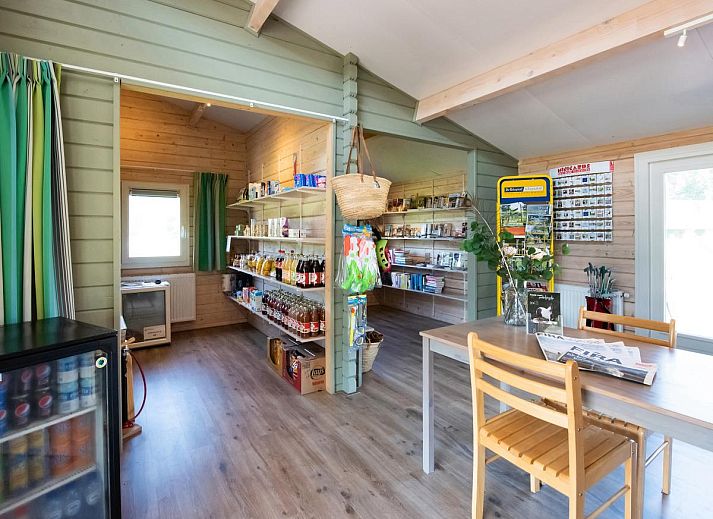 Gezellige woonkamer van De Ganzenpoel chalet in Zorgvlied, Zuidwest Drenthe, met moderne inrichting en uitzicht op de omringende natuur.