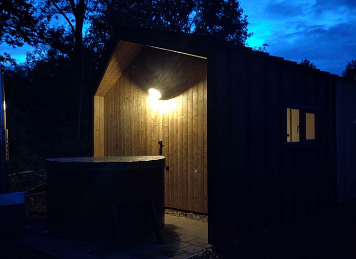 Wooden path to Holiday home in Vledder, in the middle of the greenery of Drenthe.