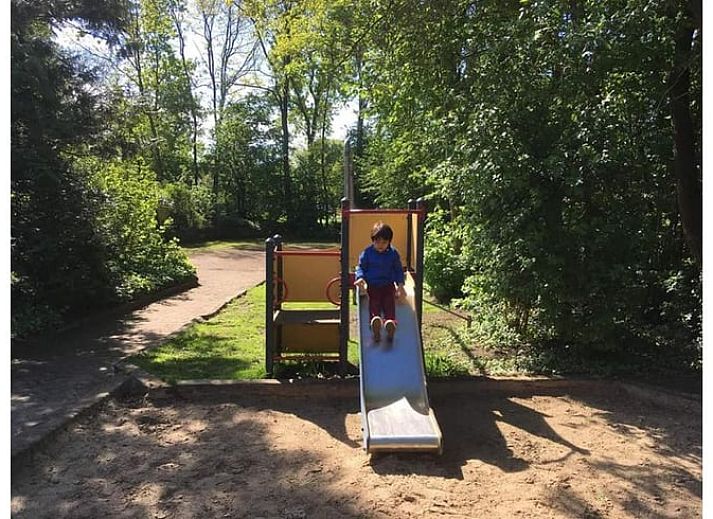 Rustiek Vakantiehuisje in Wapse met rieten dak in Zuidwest Drenthe, omgeven door groene tuin.