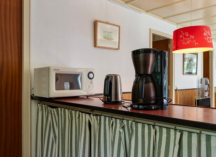 Veranda des Ferienhauses in Wateren, Westerveld mit Blick auf die umliegende Landschaft im Suedwesten von Drenthe.