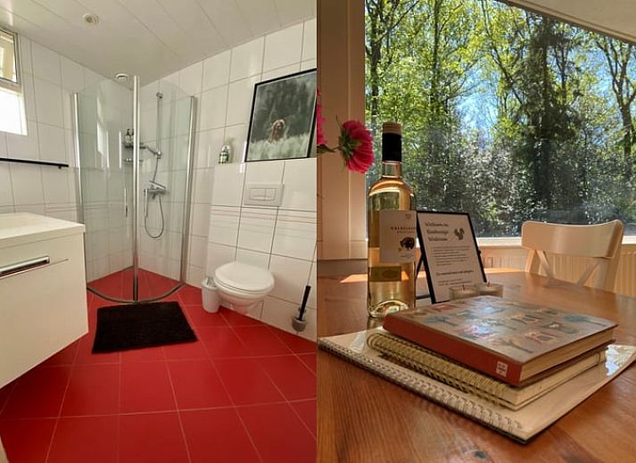 Gemuetliches Wohnzimmer des Ferienhauses in Wateren, mit Blick auf die Natur im Suedwesten von Drenthe.