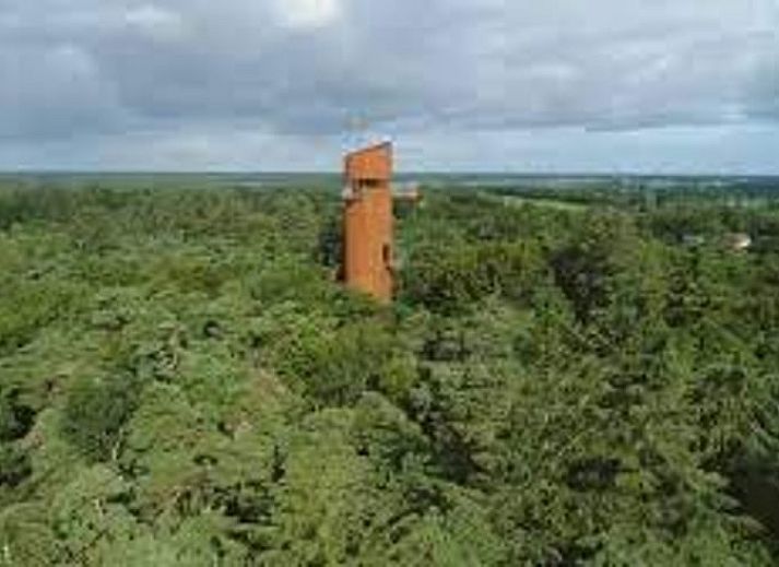 Esszimmer im Ferienhaus in Wateren, Westerveld, Drenthe mit Blick auf die gruene Umgebung.