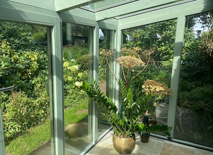 Ruime tuin met hangmat bij Vakantiehuis in Uffelte, Zuidwest Drenthe, ideaal voor ontspannen in de natuur.