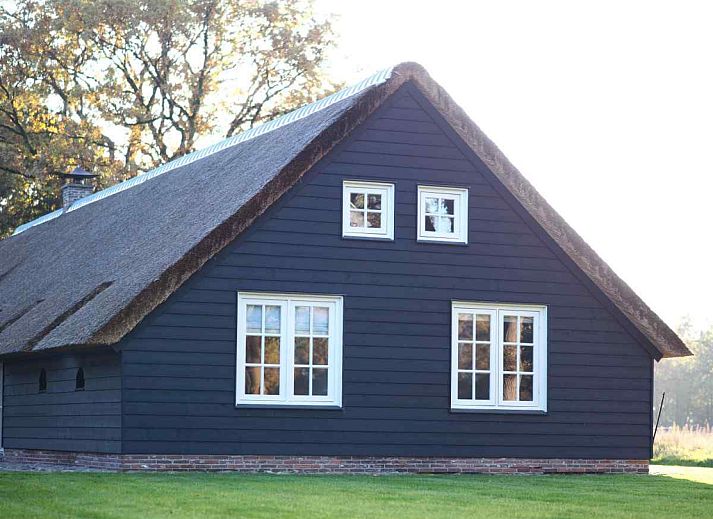 Gemuetliches Wohnzimmer mit Kamin in DG262, Uffelte, Suedwest-Drenthe.
