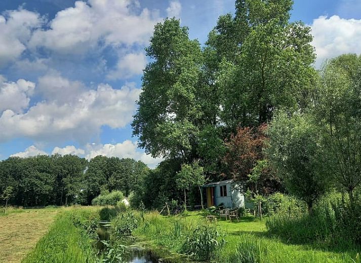 Ferienhaus in Elim, Suedwest-Drenthe, Ferienhaus mit gemuetlicher Veranda und gruenem Garten.