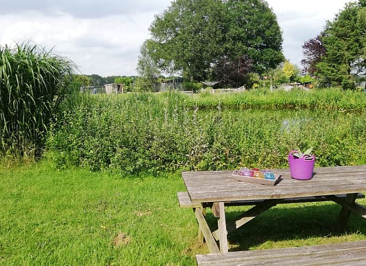 Sfeervolle illustratie bij vakantiehuis in Elim, Drenthe, met een stenen poort en kronkelend pad.