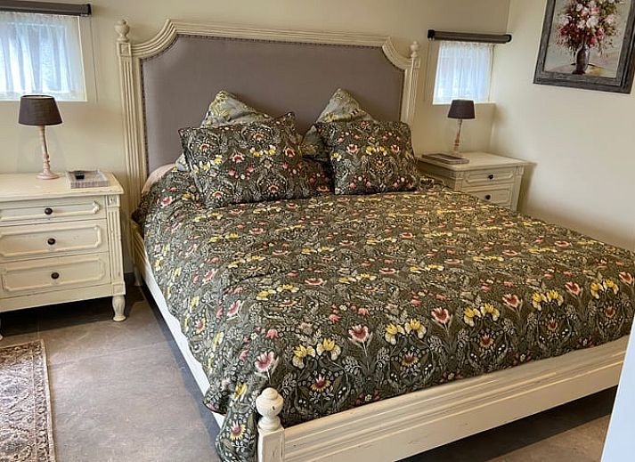 Rustieke tuin bij Huisje in Elim, vakantiehuis in Elim, Zuidwest Drenthe, met weelderige natuur en blauwe lucht op de achtergrond.