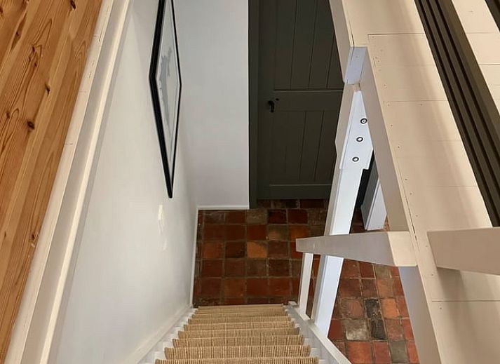 Gruener Garten am Ferienhaus in Ansen, Suedwest-Drenthe, mit Vogeltraenke.