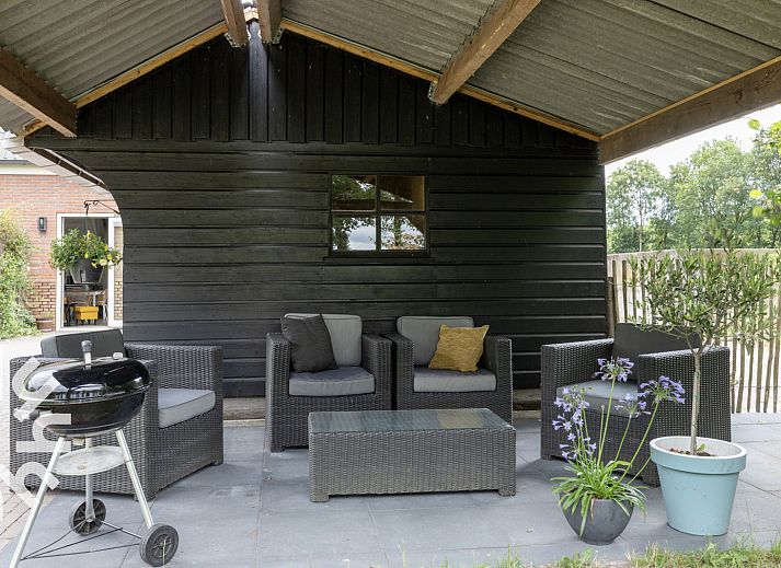 Vrijlopende kippen bij vakantiehuis DG1030 in Frederiksoord, Drenthe, omgeven door natuur.