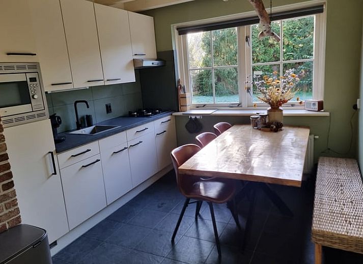 Ferienhaus in Oude Willem, umgeben von Baeumen im ruhigen Suedwesten von Drenthe, ideal fuer einen erholsamen Aufenthalt.