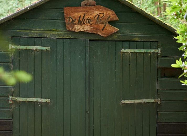 Luchtfoto van Huisje in Oude Willem, vakantiehuis omgeven door uitgestrekte bossen in Zuidwest Drenthe.