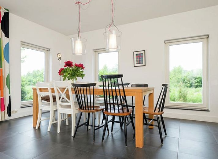 Geraeumiger Garten mit Schaukel im Ferienhaus in Hollandscheveld, ideal fuer Familien in Drenthe.