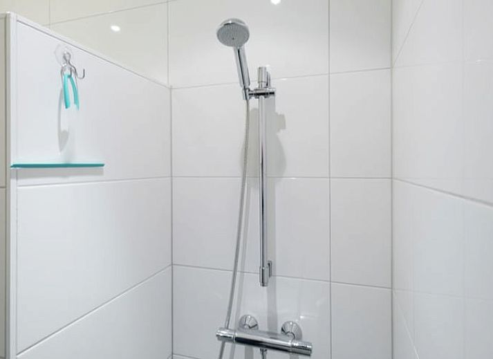 Charmante Fassade eines Ferienhauses in Hollandscheveld, umgeben von bluehenden Blumen in Drenthe.