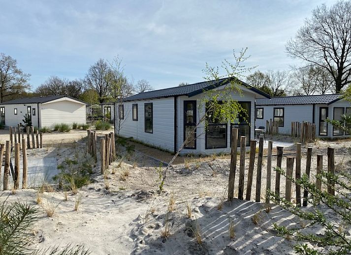 Chalet in Biddinghuizen, vakantiehuis in Flevoland omgeven door zandduinen en natuur.