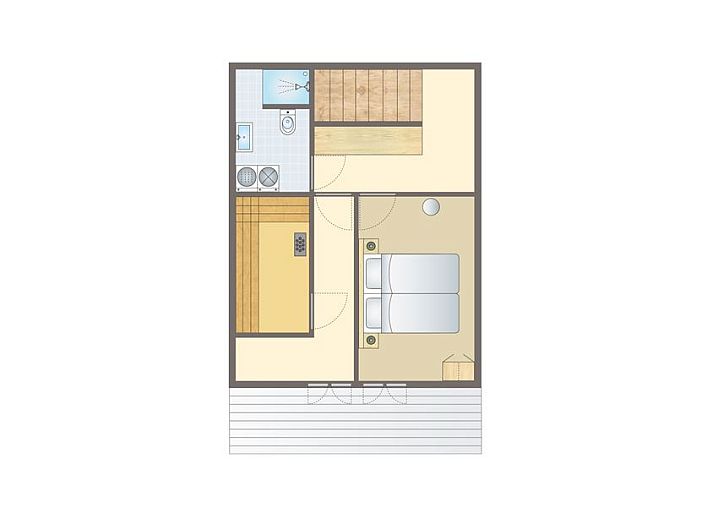 Stijlvolle zithoek in de Waterparc Veluwemeer bungalow, Flevoland, met moderne inrichting.