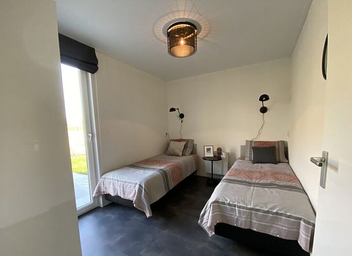 Spacious living room of detached house in Biddinghuizen, overlooking the green landscape in Eastern Flevoland, Flevoland.