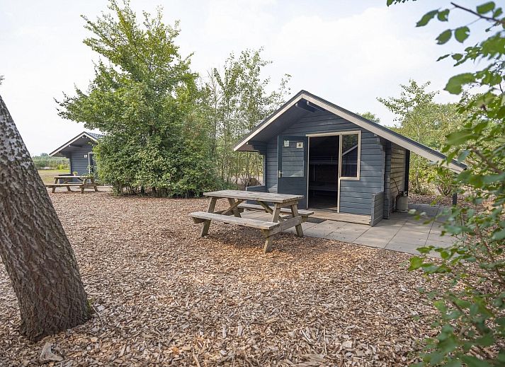 Trekkershut 4 Personen in Biddinghuizen, Flevoland met ruime veranda omgeven door natuur.