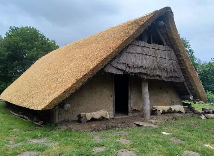 Luftaufnahme des Hauses in Lelystad, einer Ferienunterkunft in Ost-Flevoland, mit Blick auf einen ruhigen Teich.