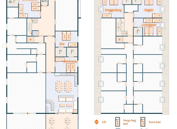 Grundriss des Ferienhauses OV150 in Marknesse, ideal fuer einen Familienurlaub.
