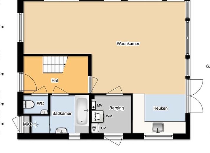 Comfortabele zithoek in Huisje in Oudemirdum, vakantiehuis in Friese bossen, Friesland met boekenplank.
