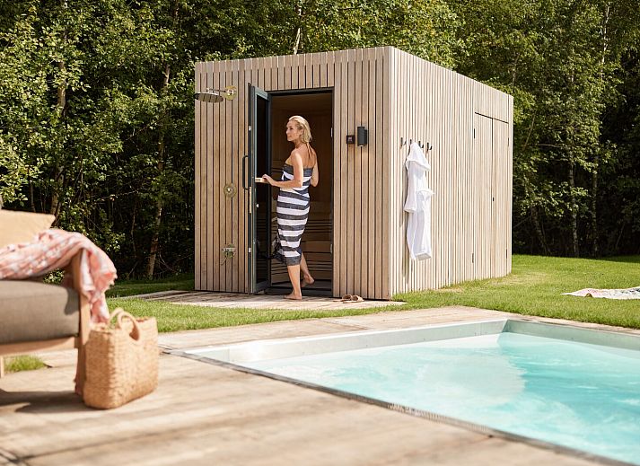 Entspannen Sie sich im Unbrick One Pool in Appelscha, Friesische Waelder, Ferienhaus fuer 6 Personen mit Sauna.