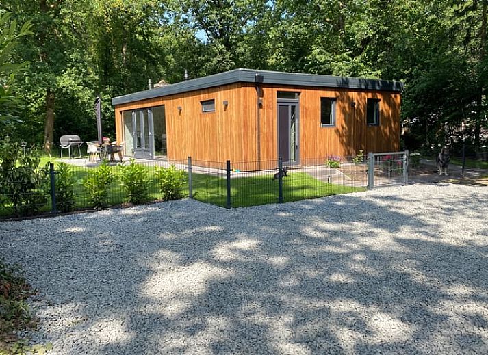 Ferienhaus in Appelscha, in den friesischen Waeldern von Friesland gelegen, mit moderner Holzfassade und grosser Terrasse.