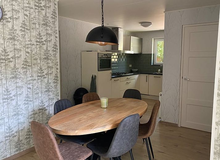 Ferienhaus in Appelscha, umgeben von friesischen Waeldern in Friesland, mit gruenem Garten und einladender Terrasse.