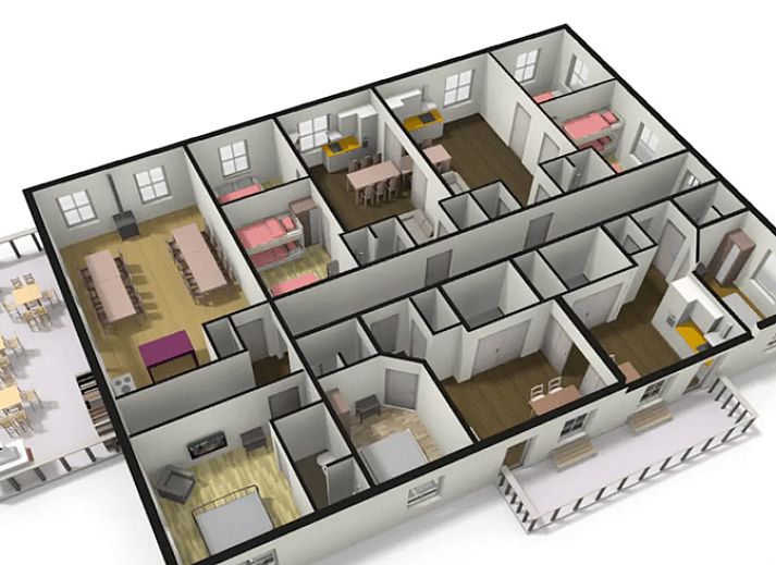 Cozy bedroom with round windows in Holiday home in Appelscha, Frisian forests.