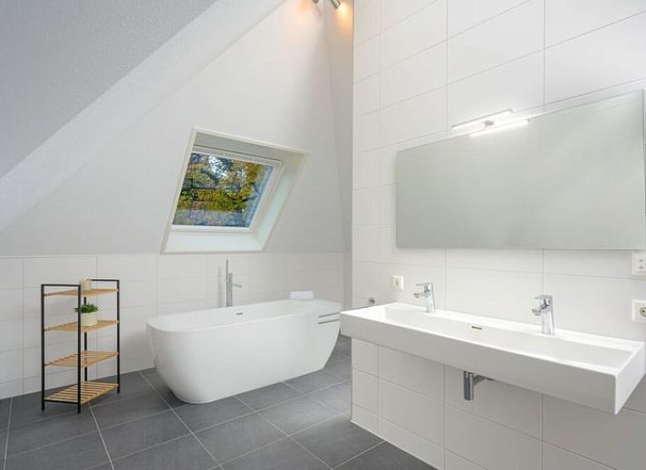 Toegangspad naar vakantiehuisje in Bakkeveen, rustig gelegen in Friese bossen.