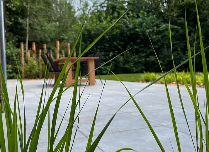 Essecke im Ferienhaus in Oosterwolde mit Holztisch und Gemaelde, Friesland.