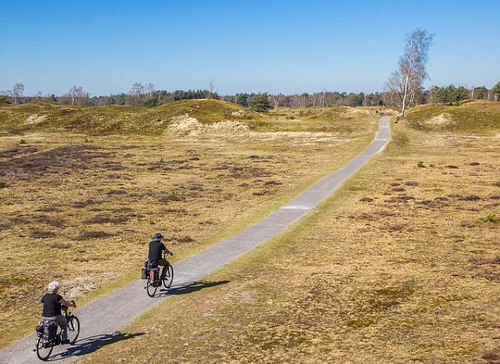 Gemuetliches Wohnzimmer des Ferienhauses in Oosterwolde, Friesland, mit bequemer Sitz- und Essecke in den friesischen Waeldern.