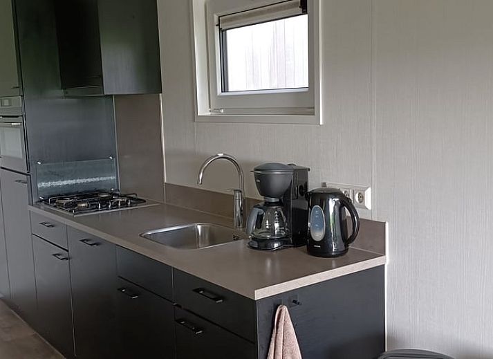 Vacation home in Oosterwolde, located in the Frisian forests of Friesland, with a wooden terrace and surrounded by green nature.