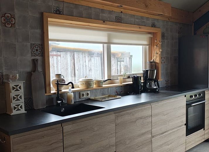 Ruime veranda van Vakantiehuis in Haulerwijk, omringd door natuur in Friesland.