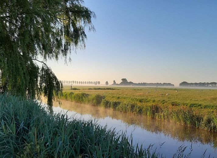 Bedroom with pool table in vacation home at Recreation Company de Blikvaart, Sint Annaparochie, unique accommodation in Friesland.