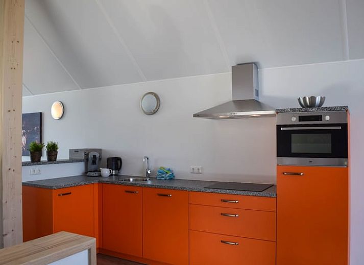 Huisje in Stavoren, een charmant vakantiehuis in Friesland met een moderne houten gevel en groene tuin.