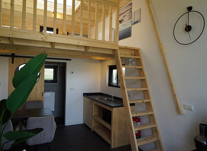 Chalet in Hindeloopen, Friesland, with modern wooden exterior and green surroundings.