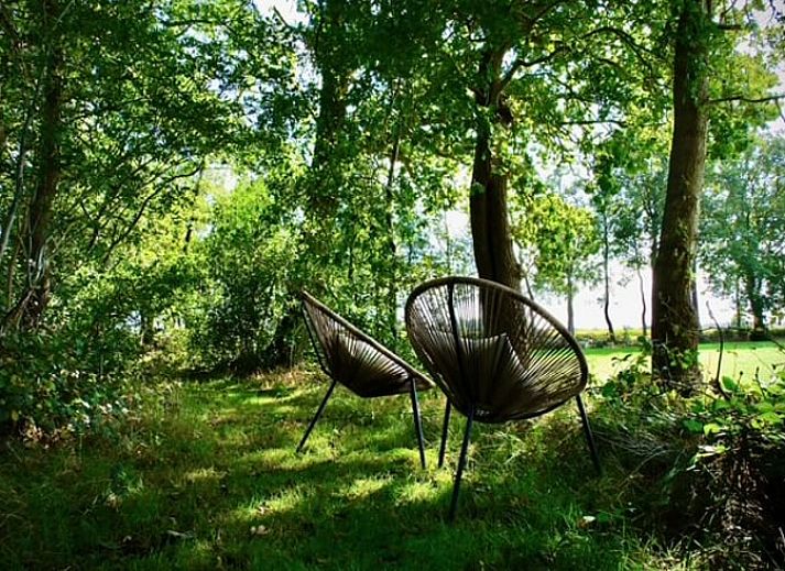 Rustige zitplek in de natuur bij Vakantiehuisje in Donkerbroek, Friesland.