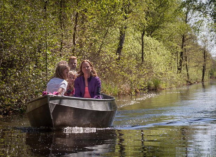 Houten exterieur van Vakantiehuis in Scherpenzeel, omringd door groen in Friesland.