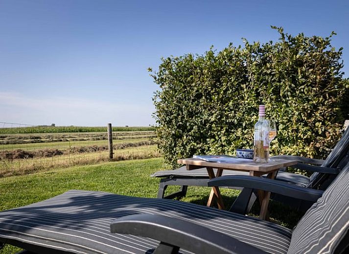 Woonkamer van Huisje in Greonterp met koeienmuurschildering en comfortabele zithoek, Friesland.