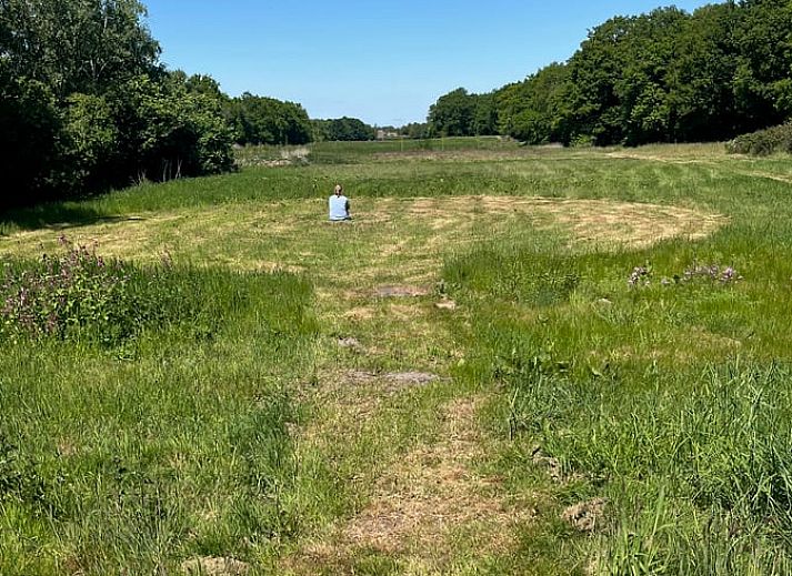 Rustic hiking trail next to Holiday home in Oldeholtpade, ideal for nature lovers in the Frisian countryside in Friesland.