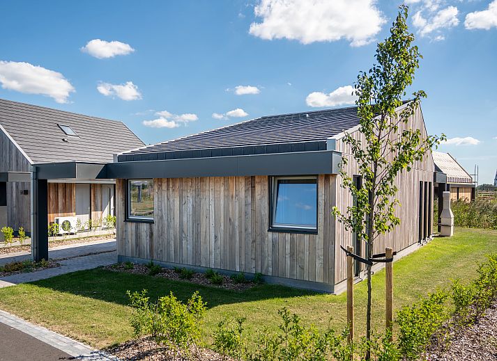 4-persoons woning 4L in Witmarsum, Friesland, met moderne houten buitenkant en groene omgeving op het Friese platteland.