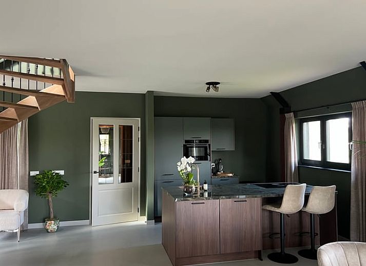 Charmantes Ferienhaus in Spanga in der friesischen Landschaft mit roten Daechern und gruener Umgebung.