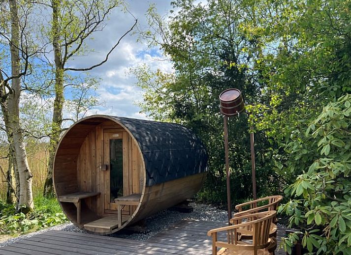 Charmantes Ferienhaus in Spanga in der friesischen Landschaft mit roten Daechern und gruener Umgebung.