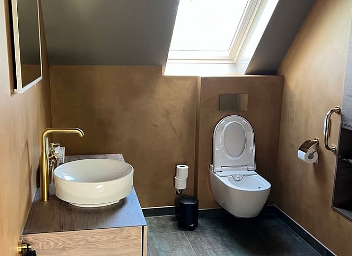 Ferienhaus in Spanga mit Blick auf die ueppige friesische Landschaft und traditionelle Architektur.