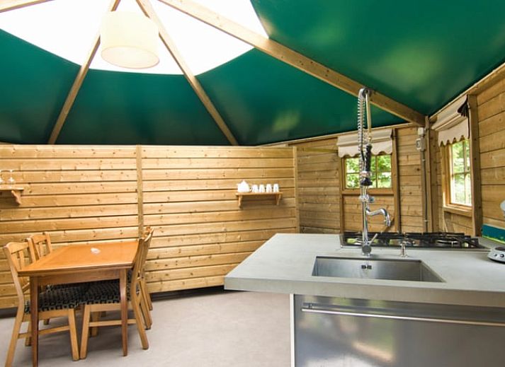 Vakantiehuisje in Jislum met trampoline en speeltuin op het Friese platteland, ideaal voor gezinnen.